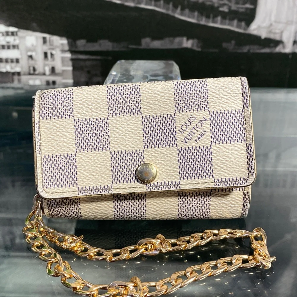 Authentic Louis Vuitton Damier Azur Key Card Holder